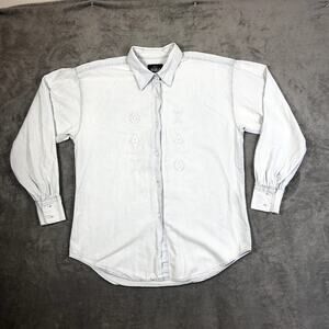 Woolrich Women's L Button Up Long Sleeve Washed Denim Shirt Western Aztec